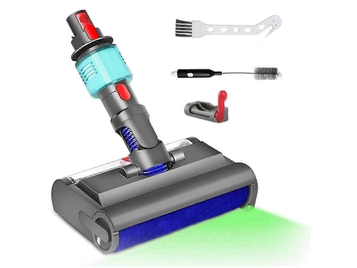 Mopa eléctrica con botón de cambio de cepillo para V7 V8 V10 V11 V15, luz verde, para uso en seco y húmedo, para suelos duros