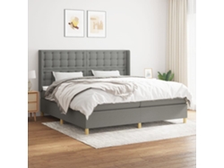 Cama Box Spring Con Colchón Tela Gris Oscuro 200x200 Cm