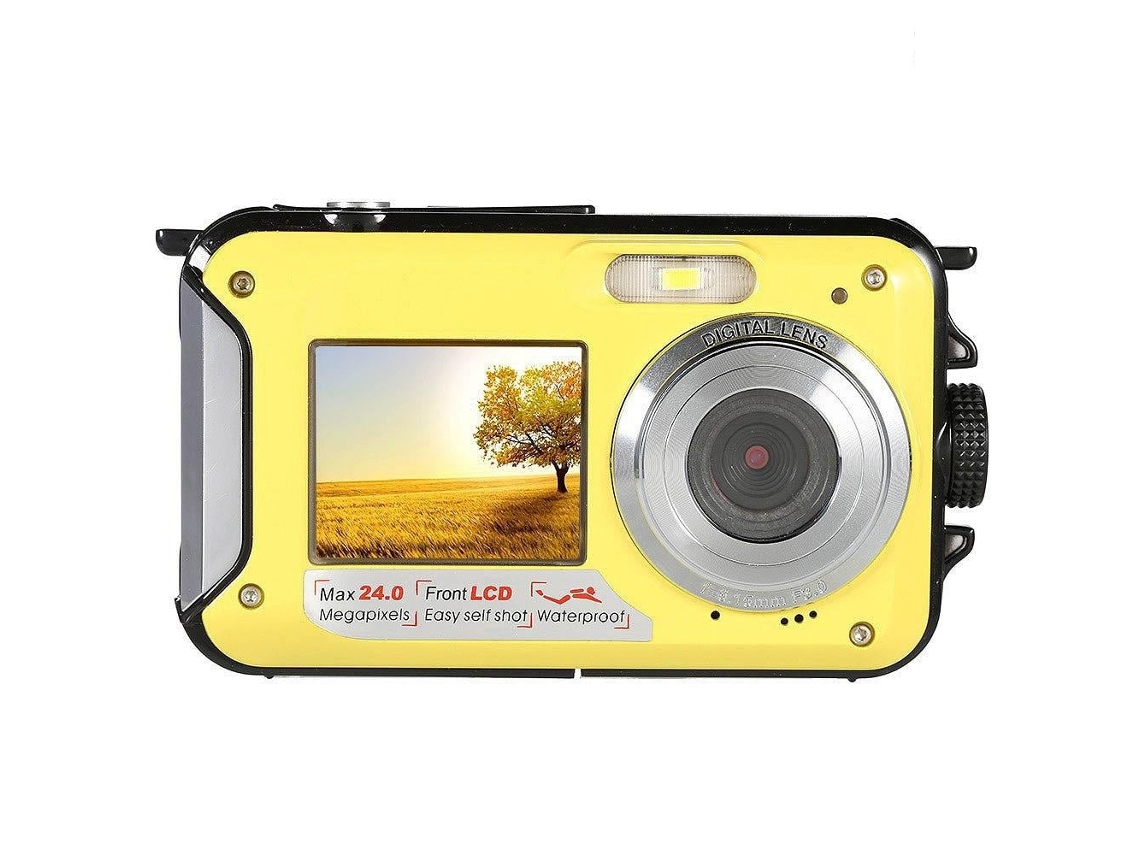 SZSMART  Câmera Digital  À Prova de Água e Tela Dupla Amarelo