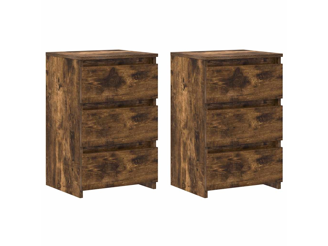 Juego de 2 mesitas de noche MAISON EXCLUSIVE en madera procesada de roble ahumado (40 x 35 x 62,5 cm)