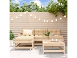 Conjunto de salón de jardín de 5 piezas de madera maciza de pino Dkd Home Decor