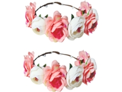 Coroa De Flores De 2 Peças, Acessório De Cabelo Bege, Tiara Para Casamentos E Ensaios Fotográficos.
