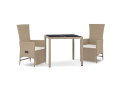 Maison Exclusive - Set Comedor De Jardín 3 Pzas Con Cojines Ratán Sintético Beige