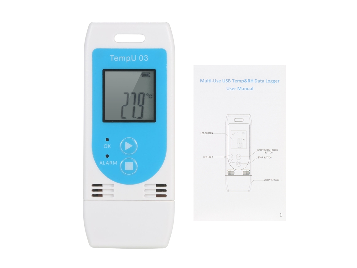 Registrador De Datos De Temperatura Y Humedad Usb Reutilizable Con Capacidad Para 32.000 Registros.