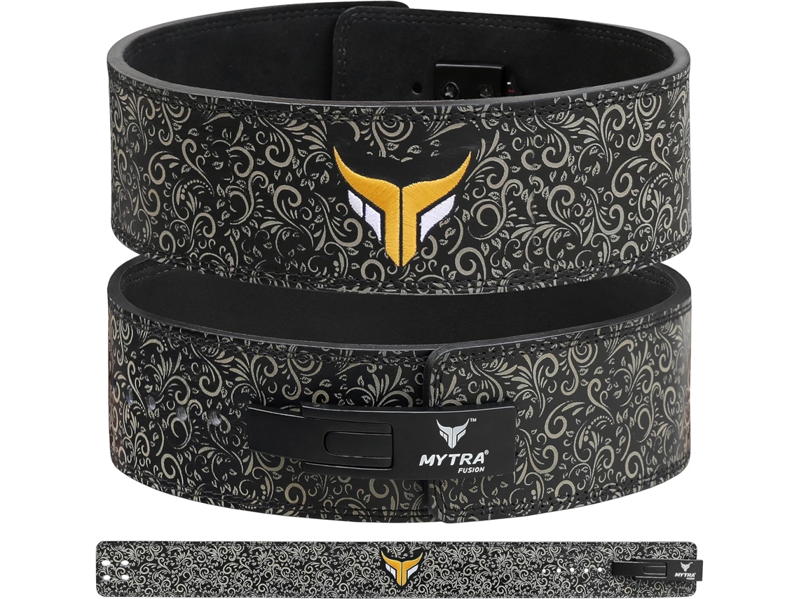 Mytra Fusion Cinturón Halterofilia Cuero Genuino Hebilla - Negro M