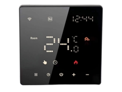 Termostato inteligente para el hogar con aplicación y pantalla digital.