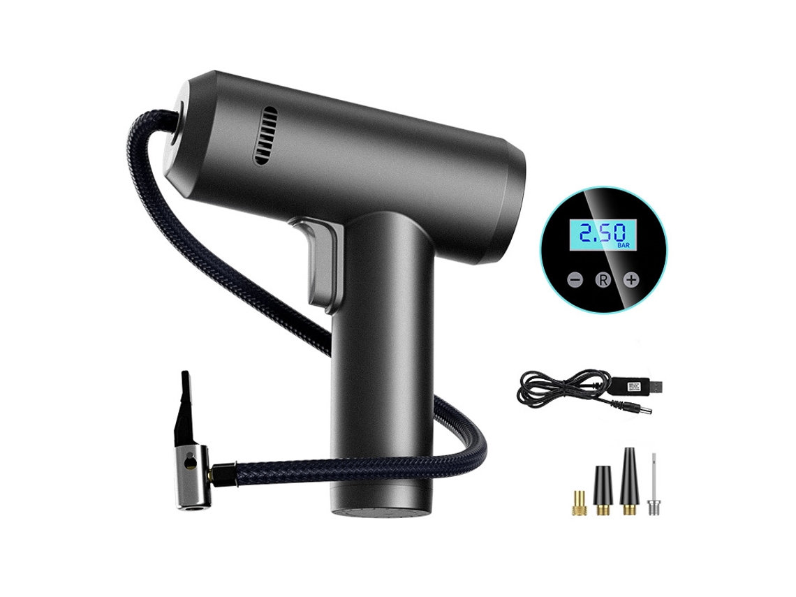 Inflador De Neumáticos Portátil Con Manómetro Digital Y Luz De Iluminación Czhhmart