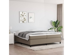 Cama Box Spring Con Colchón Tela Gris Taupe 200x200 Cm