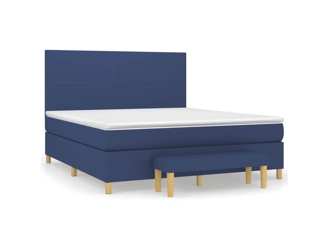 Maison Exclusive - Cama Box Spring Con Colchón Tela Azul 180x200 Cm