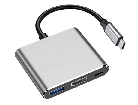 Adaptador multipuerto USB C a HDMI, carga rápida PD100W y puerto USB 3.0 para iPhone 15, MacBook Pro Air/iPad Pro/Dell XPS/Surface/Samsung (gris) C...