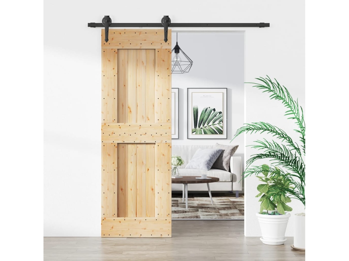 Puerta corrediza | Puerta corredera con herrajes 70x210 cm madera maciza de pino Wsd780938 Lovely Home