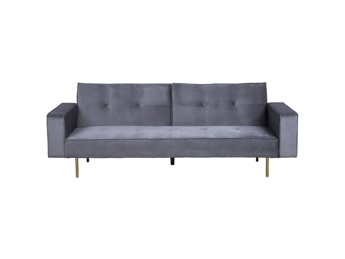 Sofá cama BELIANI Visnes de Terciopelo Gris 218x81x80