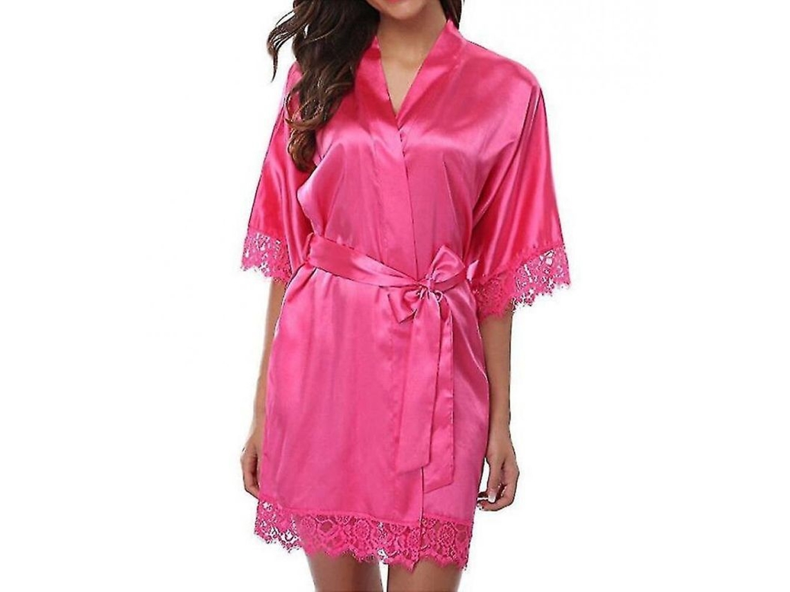 Bata De Satén Para Novia, Bata De Baño, Kimono, Camisón, Tallas S-xxl