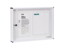 Panel publicitario de aluminio con capacidad para 2 mesas A4 DIN, con cerradura de llave.
