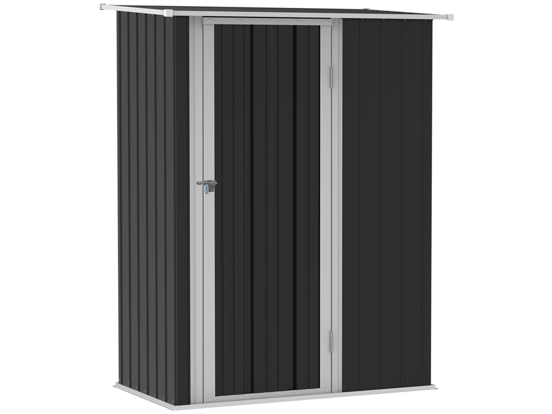 Caseta de jardín/cobertizo para herramientas con puerta, para uso exterior, en acero, gris oscuro, 142 x 84 x 189 cm Zkaka