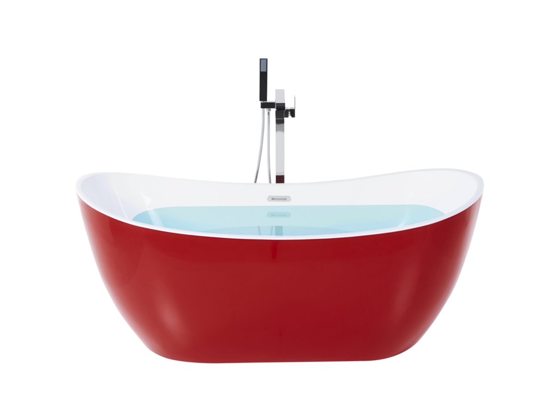 Bañera independiente BELIANI Antigua de Acrílico Rojo 78x180x72