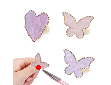 Paletas De Resina Para Decoración De Uñas Con Anillos De Dedo Ajustables, Placa De Mezcla De Colores De Esmalte De Gel -Style2 ZMDECQNA