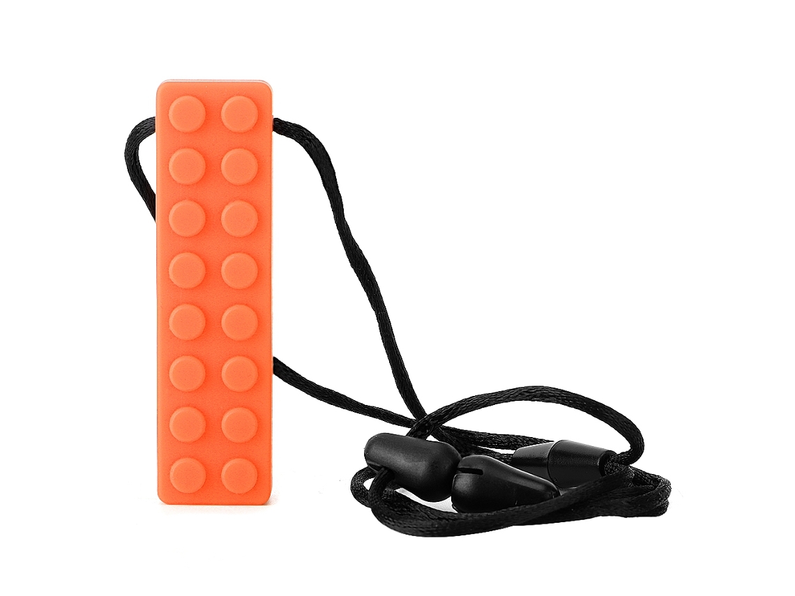 Collar Con Chupete Sensorial De Silicona Masticable Para Niños Con Autismo/tdah - Naranja