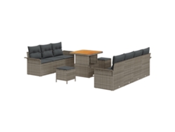 Conjunto 3 De Sofá Modular Exterior Vidaxl Con Cojines Gris Gris Poliratán