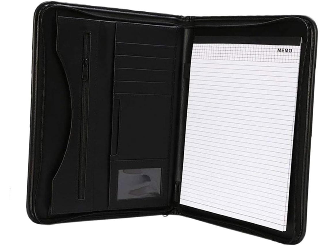 Carpeta multifuncional A4 con cremallera de PU para archivar y guardar documentos. SFUSHOS