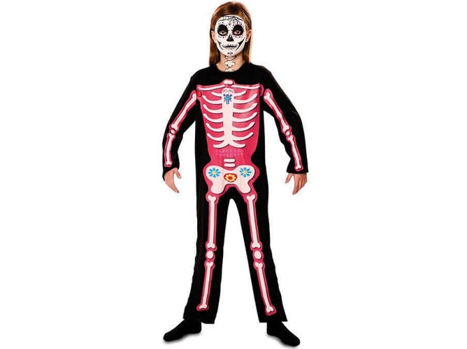 Disfraz de Niña DISFRAZZES Día De Los Muertos Rosa (Talla: 7 a 9 años)