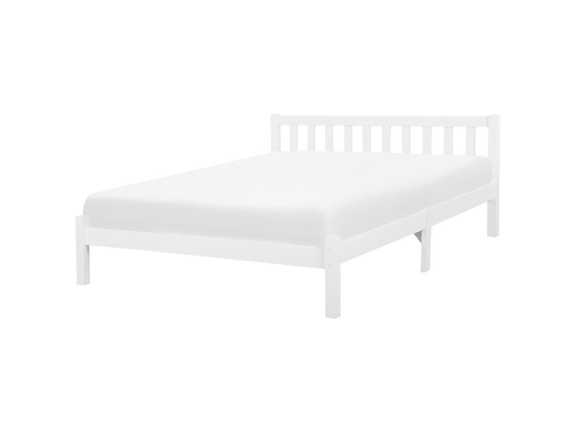 Cama con somier BELIANI Florac de Madera de pino Blanco 187x208x70
