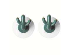 2 ganchos de cactus decorativos, adhesivos de pared resistentes para coche, llaves con forma de cactus