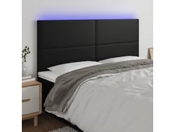 Cabecero Con Luces Led Cuero Sintético Negro 180x5x118/128 Cm