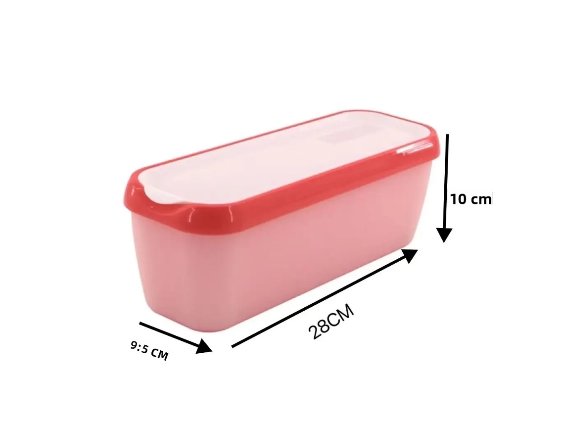 Recipiente rectangular reutilizable para helados con tapa MDUG (rosa)