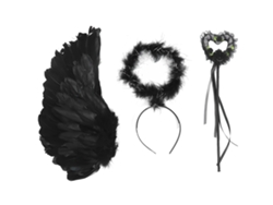 Conjunto de 3 alas de ángel y diablo ligeras hechas a mano para adultos, disfraz de Halloween, plumas artificiales, talla S (2026)
