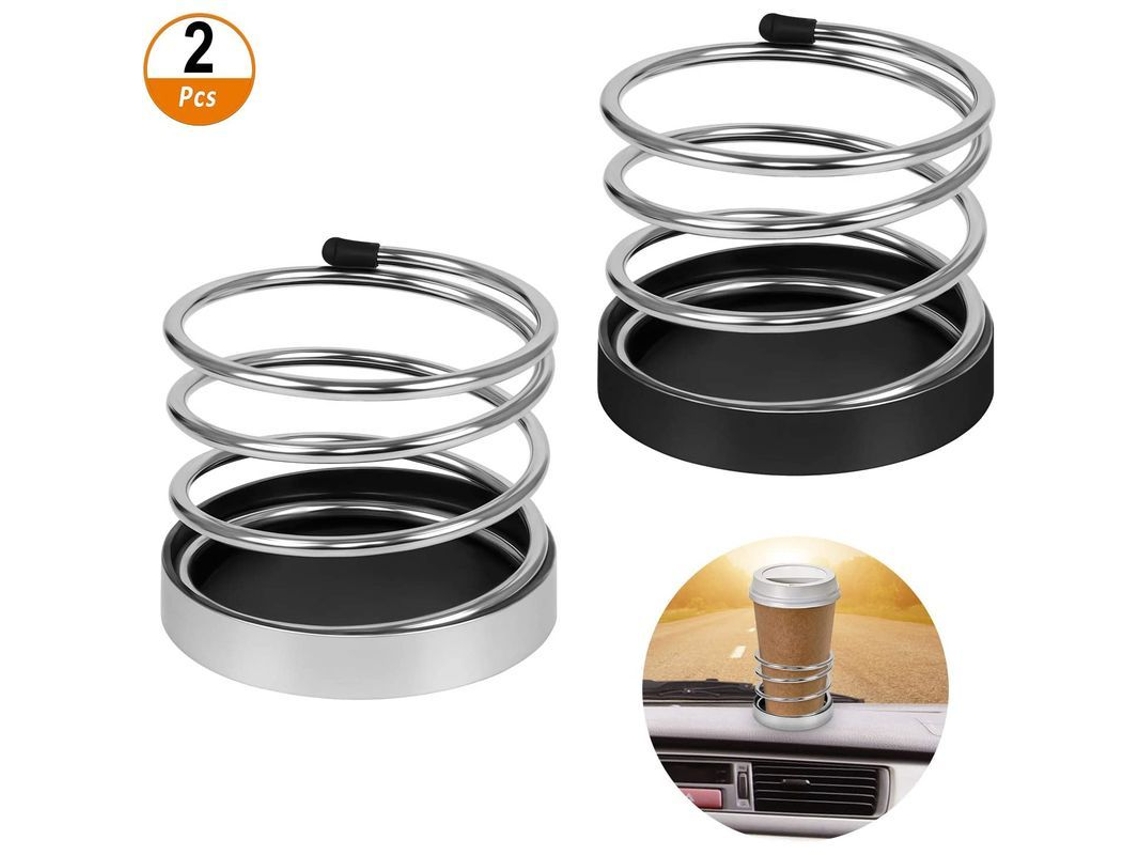 Portavasos portátiles de acero inoxidable de 2 piezas para bebidas, teléfonos y objetos pequeños.