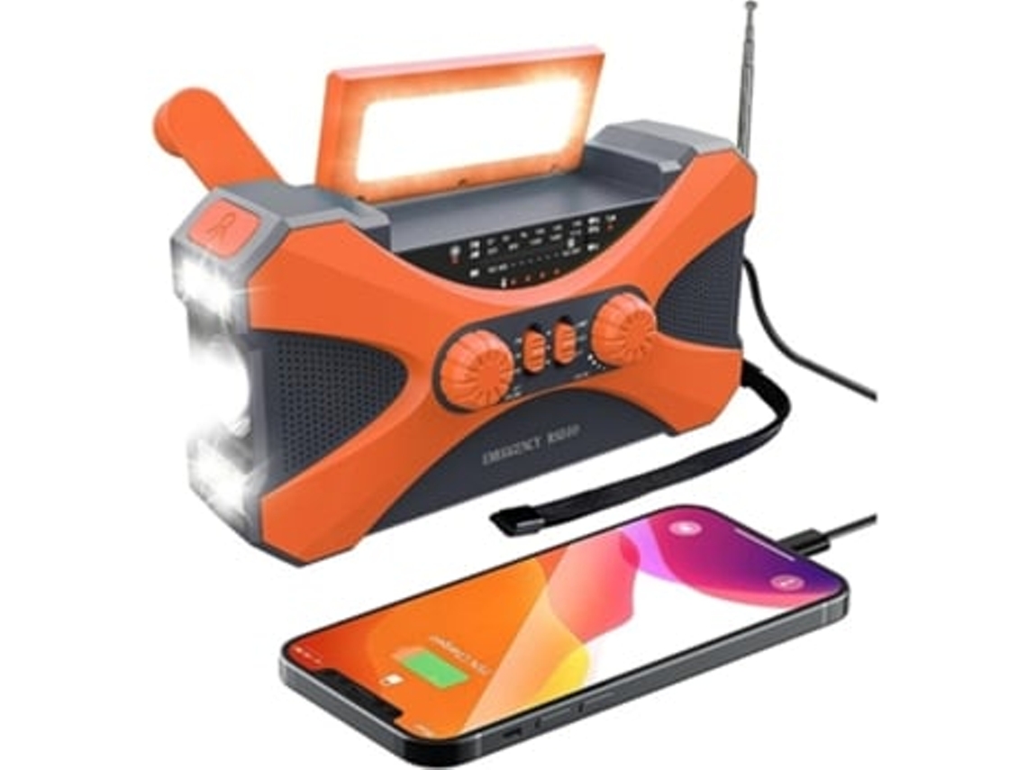 Radio de emergencia con manivela de 10000 mAh, radio solar con manivela, equipo de camping y supervivencia Panoona