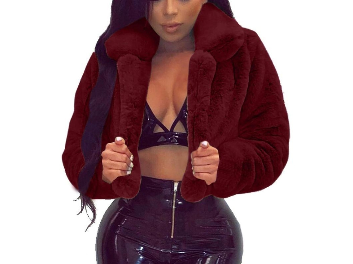 Chaqueta corta de mujer en piel sintética rosa fucsia, modelo 2026, de suave tejido sherpa, para invierno.