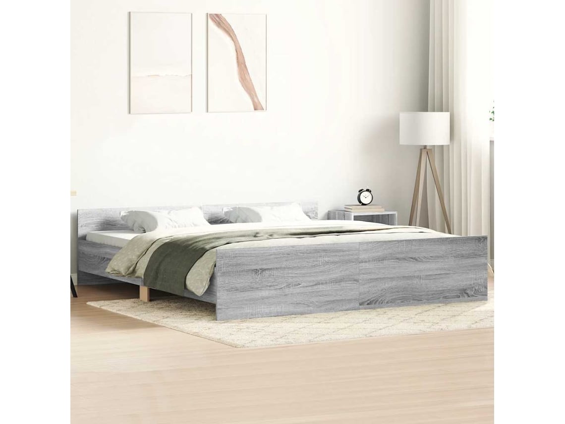 Estructura De Cama Con Cabecero Piecero Gris Sonoma 160x200 Cm