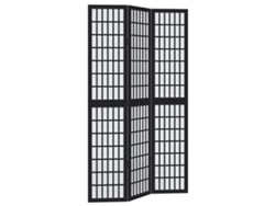 vidaXL Biombo separador de 3 paneles madera maciza Paulownia negro