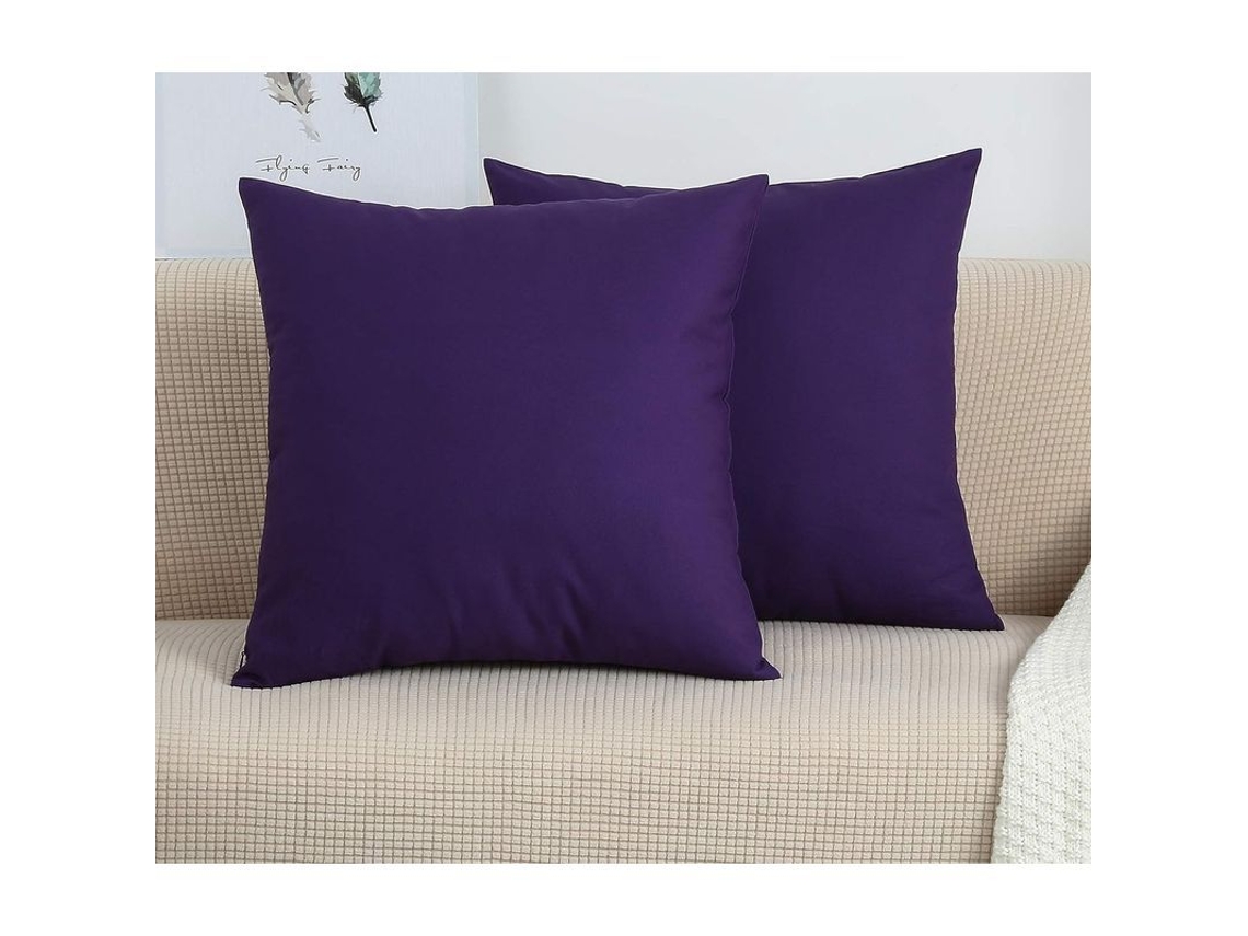 2026-2 Fundas De Almohada De Lino De Algodón 100% Hechas A Mano, 18"x18", Morado, Decorativas