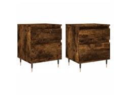 Maison Exclusive - Mesitas Noche 2 Uds Madera Ingeniería Roble Ahumado 40x35x50 Cm