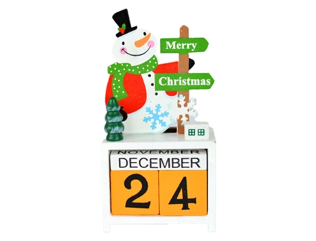 Calendario de Adviento de cuenta regresiva de Navidad con bloques de madera numéricos, calendario de escritorio, muñeco de nieve