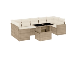 Conjunto 8 De Sofás Para Jardín VIDAXL Beige Poli Ratán