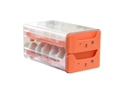 Cajón Huevo Doble Capa Transparente Con Ranuras Independientes Para Refrigerador Naranja