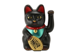 Figura de plástico eléctrica Lucky Cat de 15 cm (6 pulgadas), color negro.