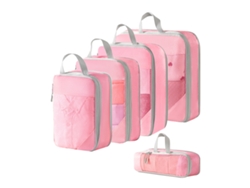 Conjunto De Bolsas Organizadoras Para Malas, Malha Comprimida, Pacote Com 5 Chrui (rosa)