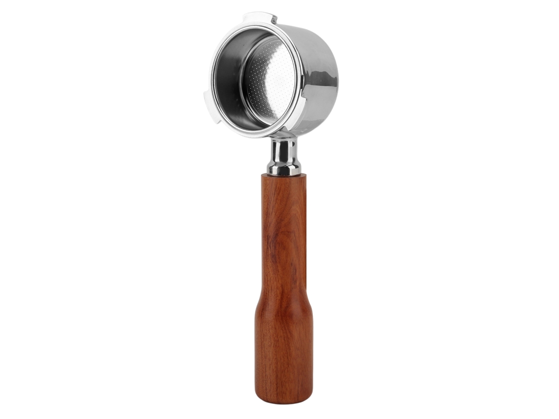 Portafiltro Sin Fondo De 51 Mm Con 3 Boquillas, De Acero Inoxidable Y Madera, Compatible Con Delonghi Decica Arte Ec0680 Ec0685.