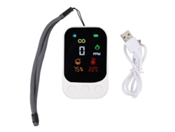 Detector De Monóxido De Carbono Portátil Con Sensor Electroquímico Que Mide La Temperatura Y La Humedad Para Viajes, Acampadas Y Picnics, 5 V Cc, Blanco.