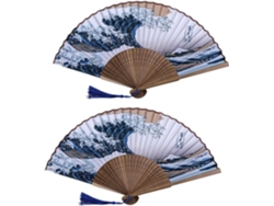 Abanico Plegable Decorativo 2 Piezas Cosplay Ventilador Portátil Mano