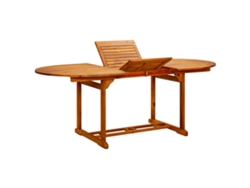 Mesa de jardín LOVELY HOME con tapa de madera y patas de mimbre color gris (150 x 90 x 75 cm)