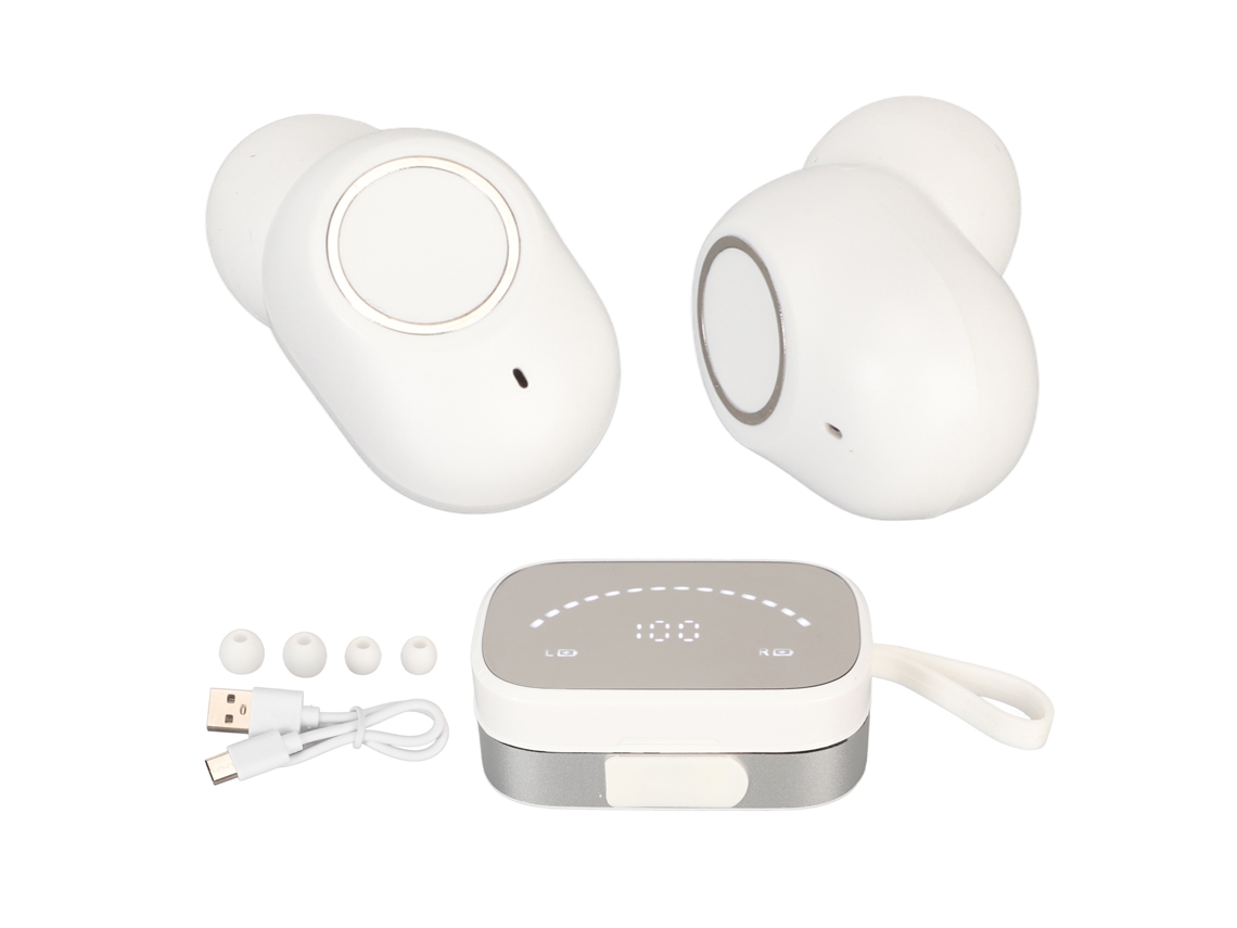 Auriculares Inalámbricos Bluetooth Resistentes Al Agua Ipx7 Con Estuche De Carga Y Pantalla Digital - Blanco