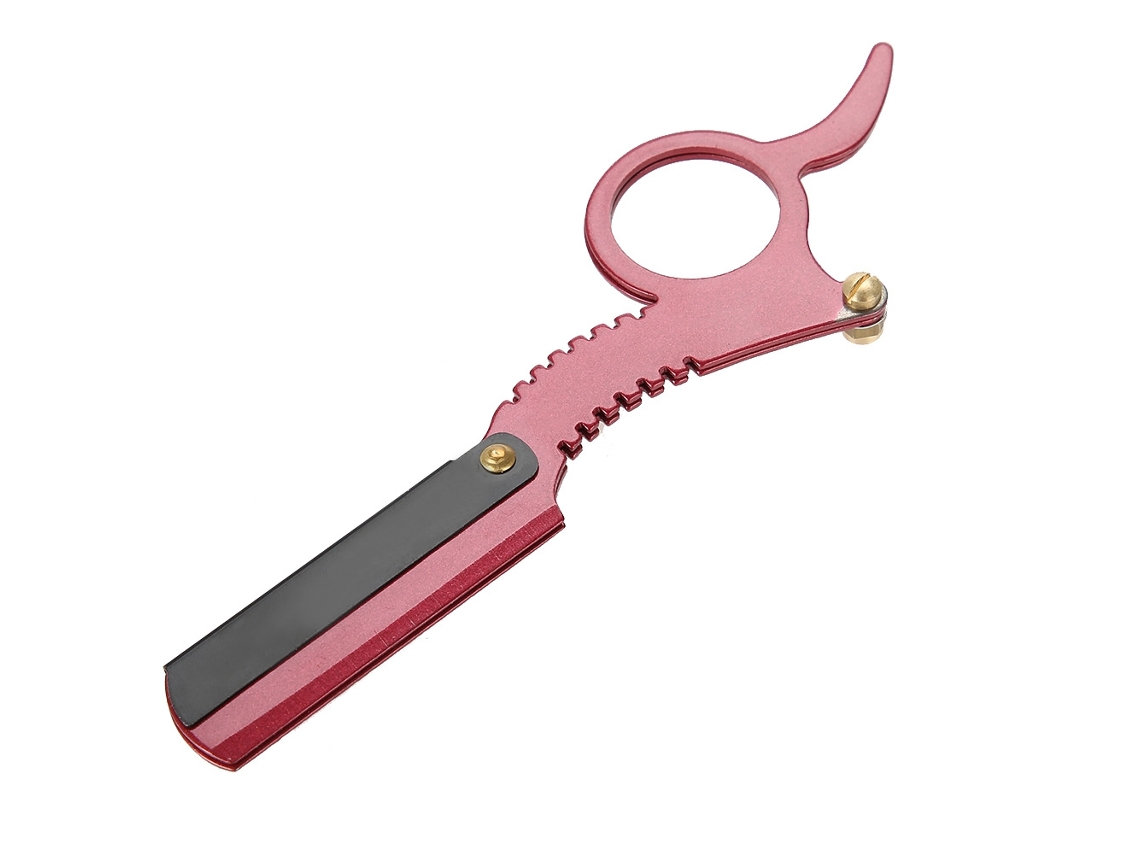 Navaja Recta Manual Para Hombres De Acero Inoxidable, Forma De Pulgar, Eliminación De Pelo Facial, Color Rojo