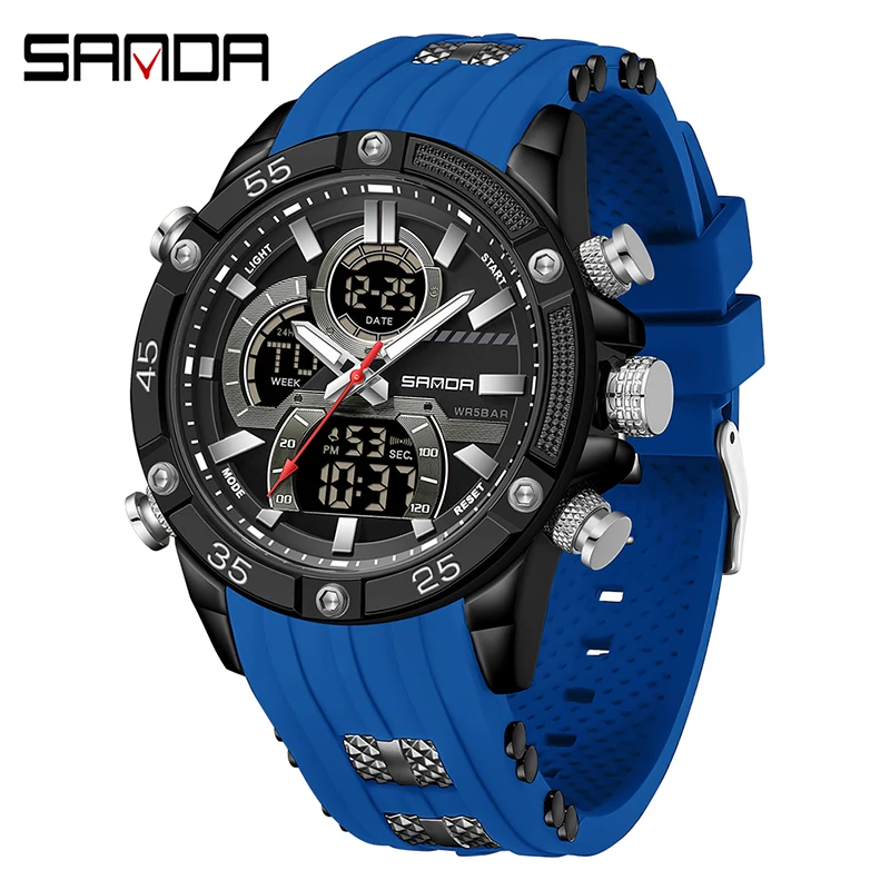 Reloj Electrónico Led Para Hombre (azul), Deportivo, Elegante, Multifuncional E Impermeable.