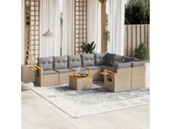Conjunto de 10 sofás de jardín con cojines de mimbre beige de DKD Home Decor